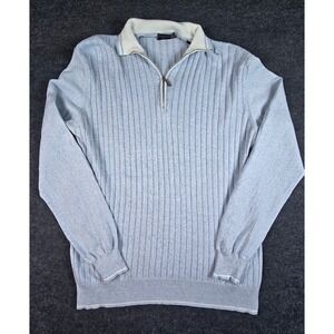 Corneliani Men's Blue Half Zip Sweater Designer Italy Luxury Casual Size M